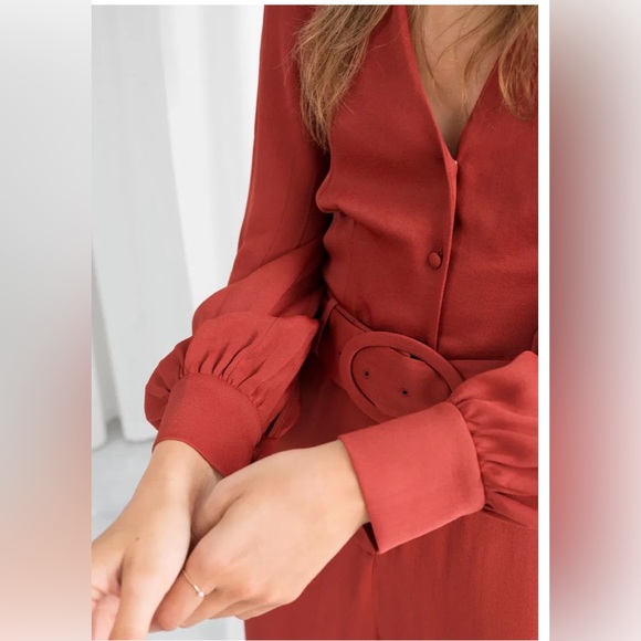 And Other Stories Belted V-Neck Jumpsuit. Size 8. Terracotta Burnt Orange Color - Picture 2 of 11